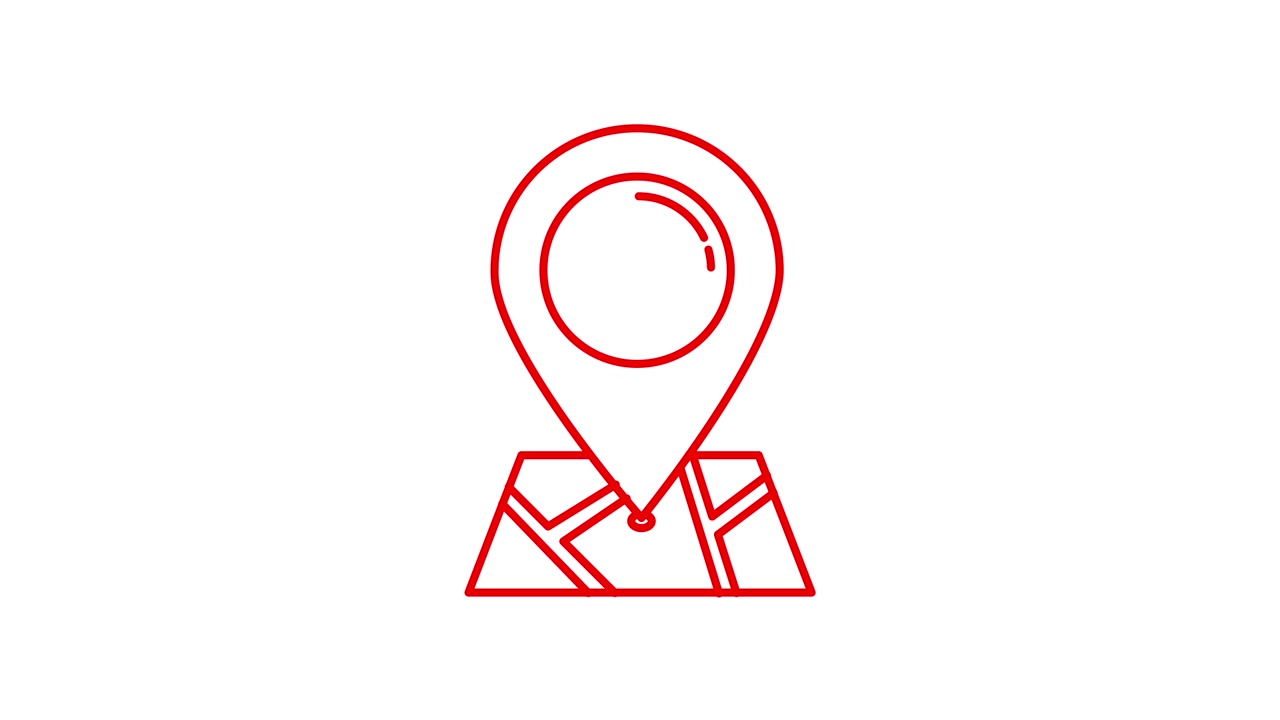 Animated Drawing of a Red Map Pin Icon on a Map