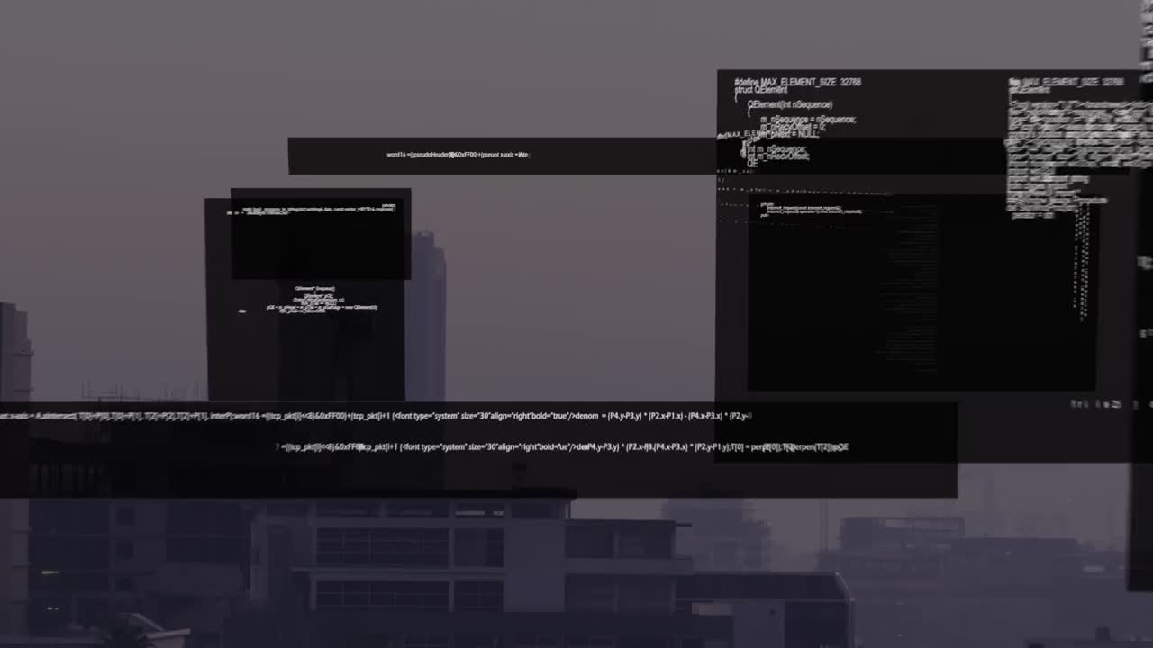 animación del procesamiento de datos sobre el paisaje urbano