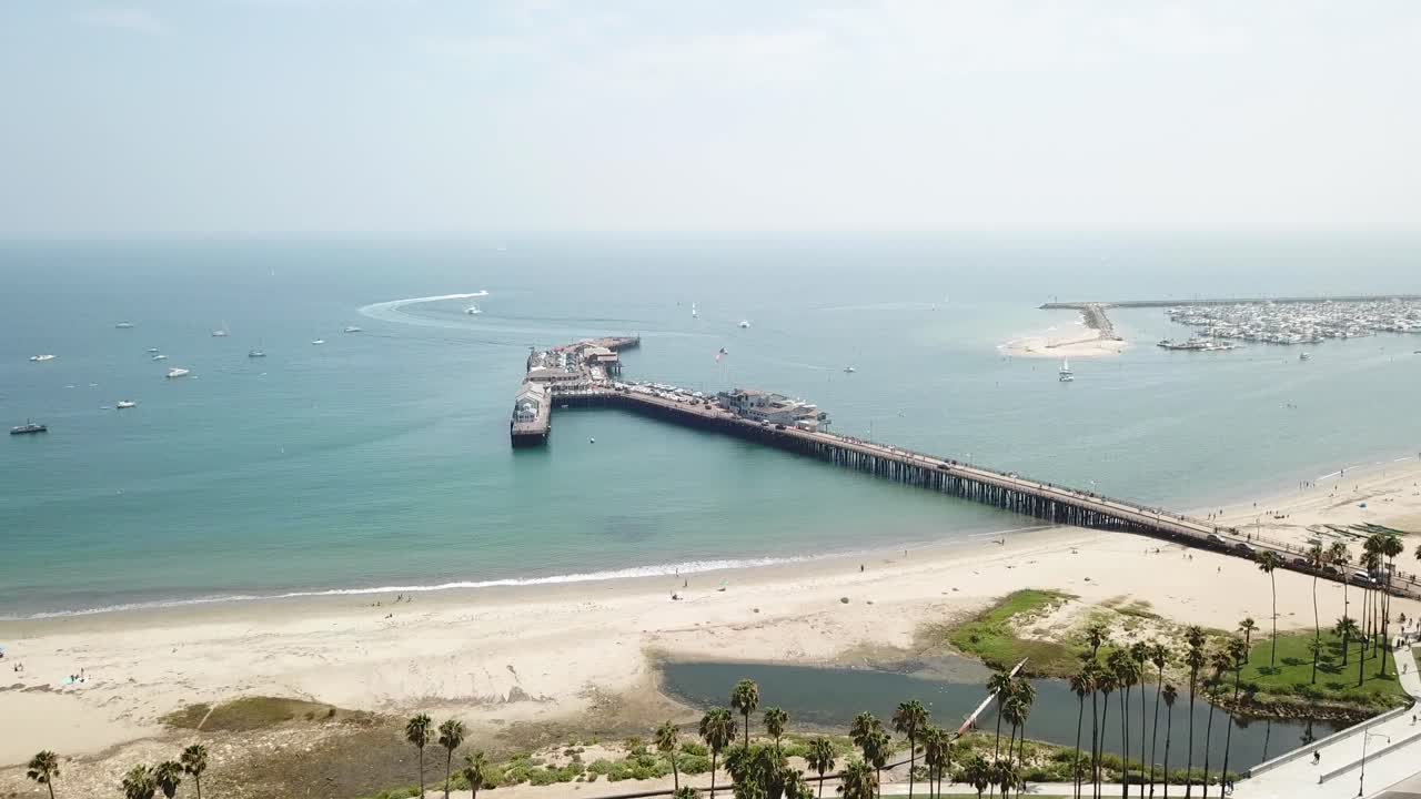 Santa Barbara pier and beach in sunny day, California