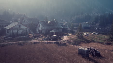 misty medieval village