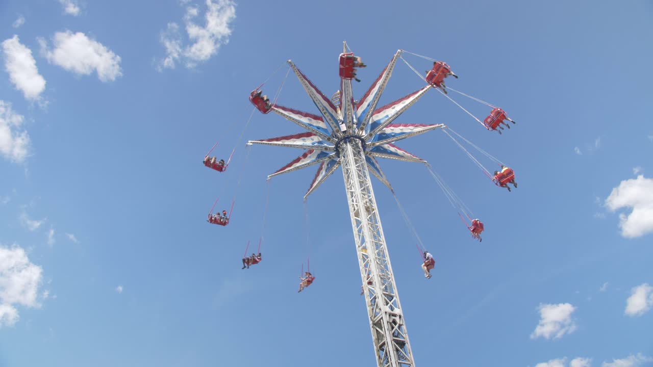 ángulo bajo parque de atracciones de coney island en un día soleado durante el verano