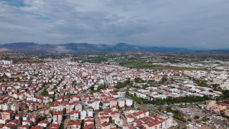 Beautiful-Buildings-and-Architecture-of-Side,-Turkey,-Aerial-Landscape