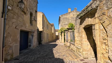 sunny day on a historic cobblestone street