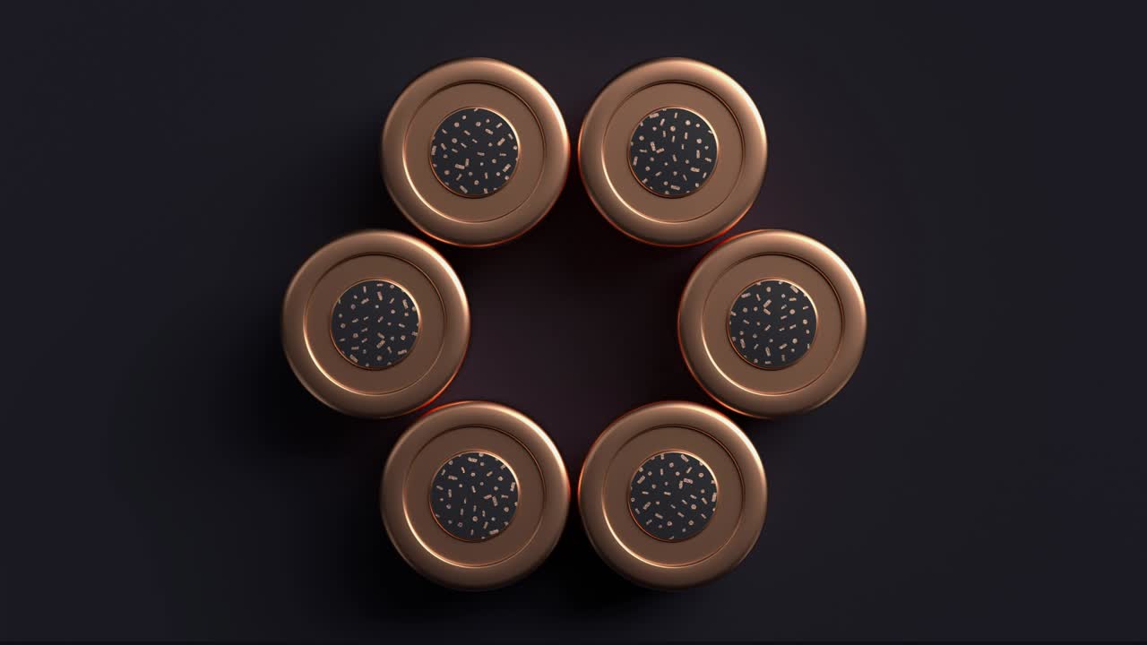 3d 렌더링 모션 그래픽 추상 검은 구리 기하학 모양