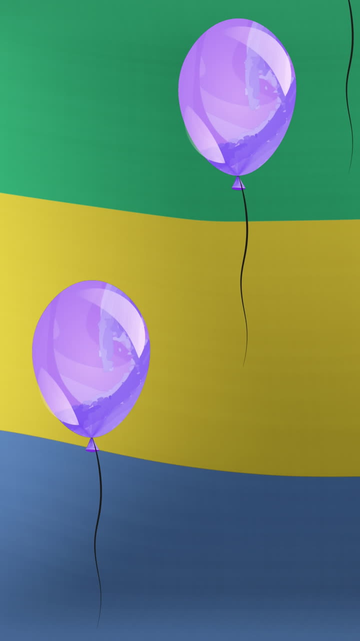 animación de globos sobre la bandera de gabón