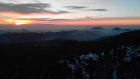 Drohne-Wald-Sonnenuntergang-Schwenk-Von-Links-Nach-Rechts