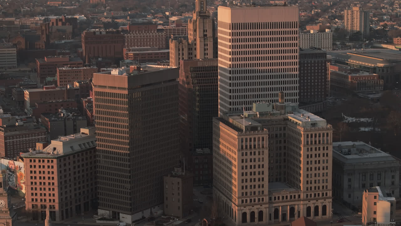 Grattacieli nel centro di Providence. Foto scattata in una mattinata autunnale nel Rhode Island