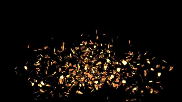 4k Heart Confetti Explosion on a Black Background Screen. Falling Golden Hearts Particles.