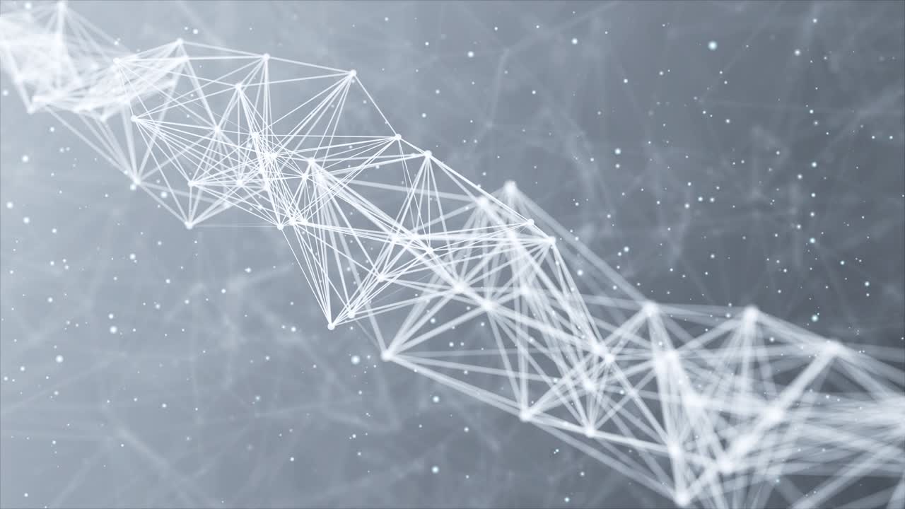 추상적인 다각형 공간 배경과 연결하는 점과 선 루프 배경.