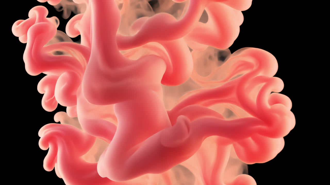 Canlı dönen pembe mürekkep animasyonlu kaplama, şeffaf 4K video, alfa kanalı, ProRes 4444
