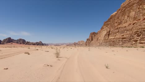 desert driving point of view and background jordan wadi rum