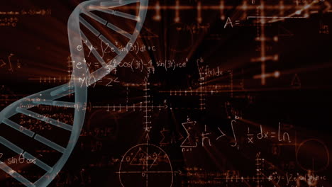 animación de ecuaciones matemáticas sobre la cadena de adn