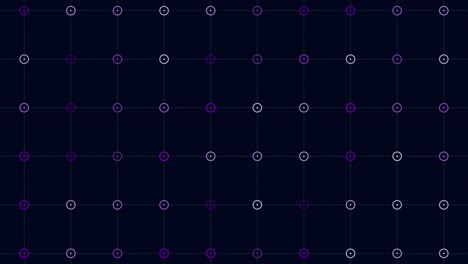 Green neon rings and dots pattern with grid lines