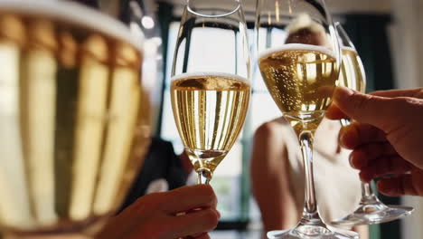 people toasting with champagne glasses