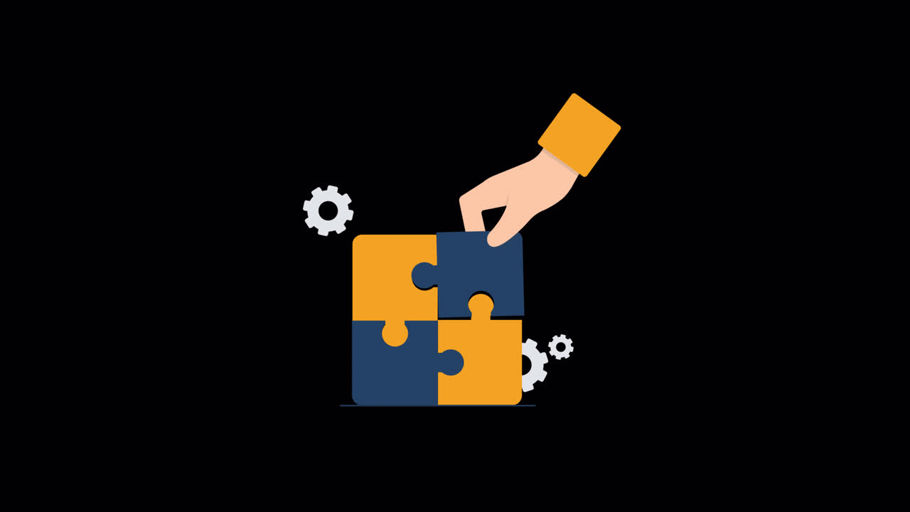 Animated Hand Assembling Puzzle Pieces for Solution