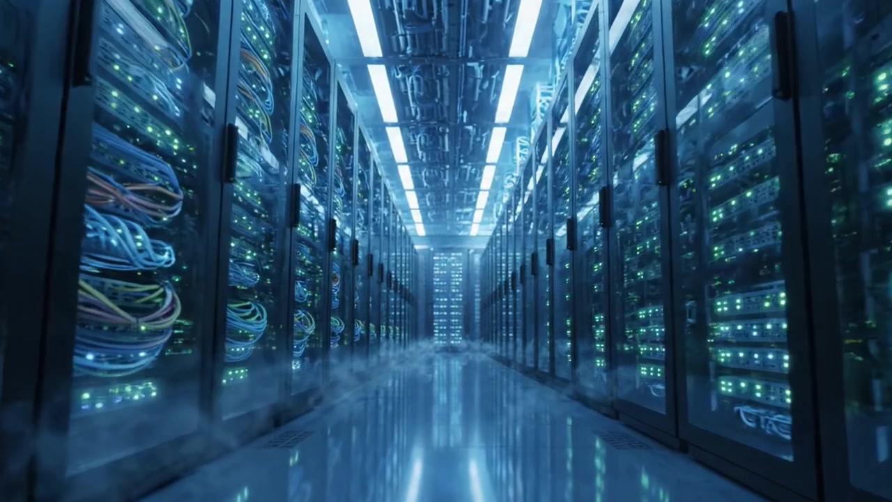 Exploring the Heart of Data Management: A Glimpse into the Futuristic Server Room Filled with Advanced Technology and Organized Networking Systems