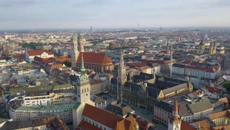 Beautiful-Aerial-Establishing-Shot-of-Munich's-Famous-Marienplatz