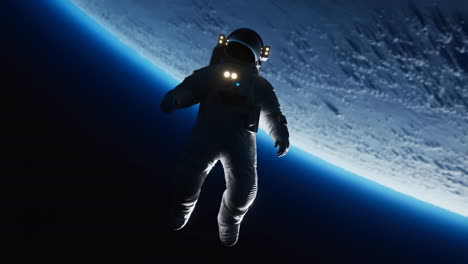 astronaut floating in earth orbit