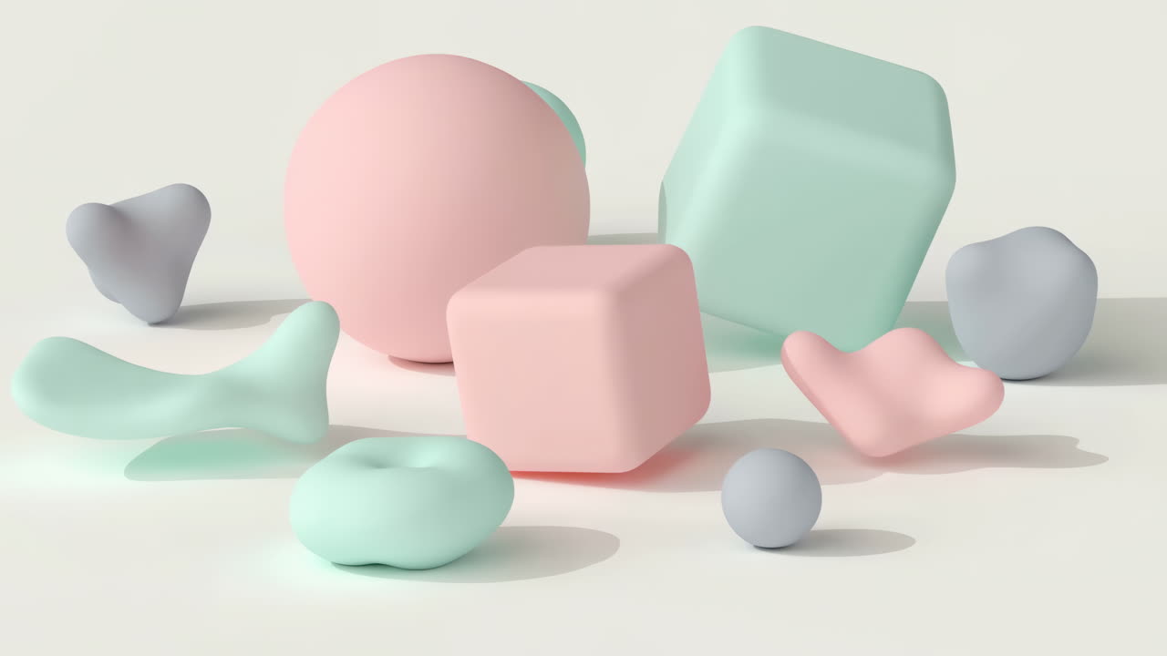 Minimalist Composition of Soft Pastel 3D Shapes