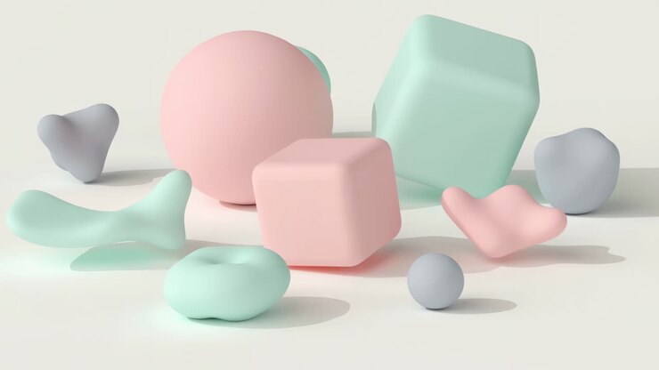 Minimalist Composition of Soft Pastel 3D Shapes
