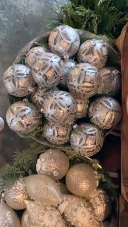 elegant silver and cream christmas ornaments