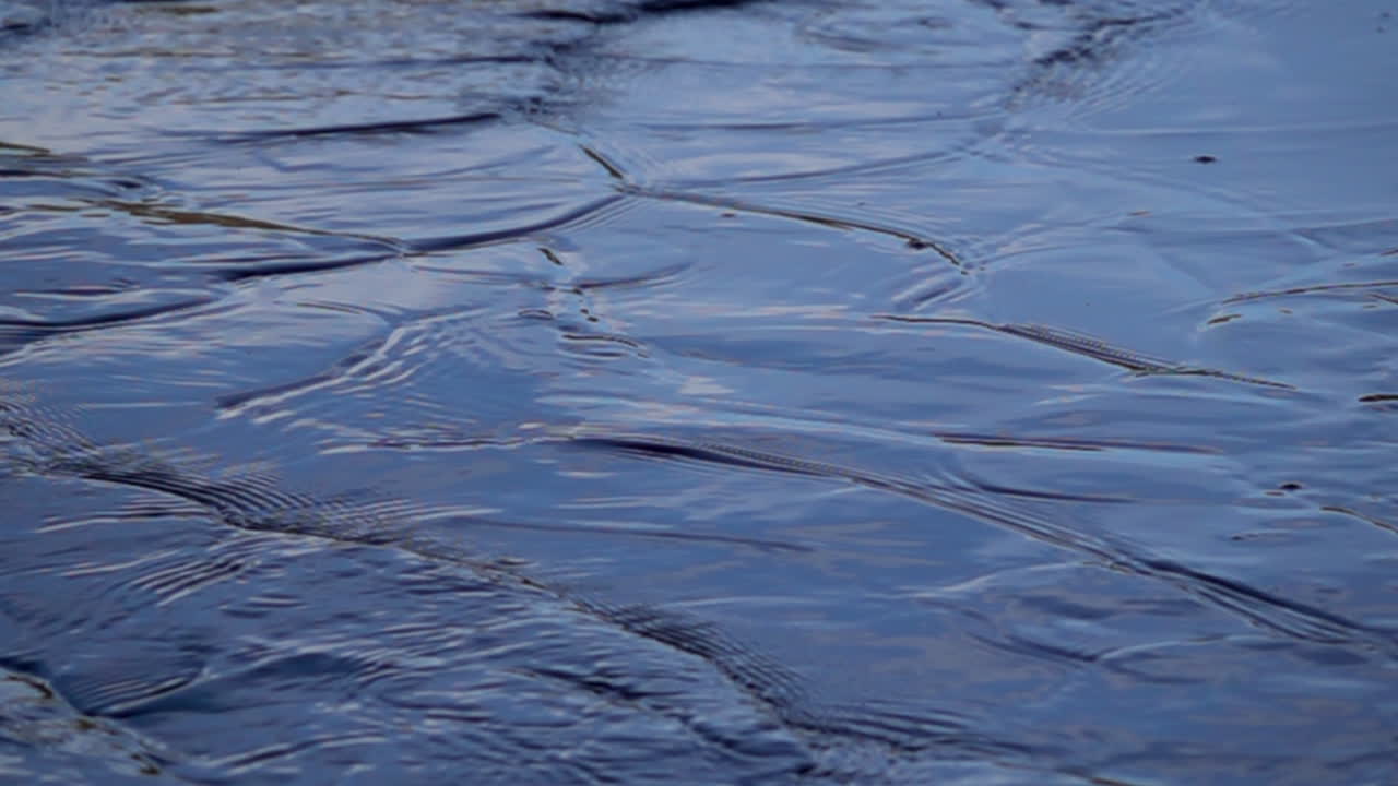 Water ripples and waves catching the sunlight in slow motion.