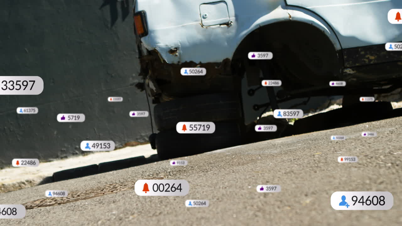 거리에서 트릭을 하는 아프리카계 미국인 스케이팅 선수의 낮은 부분에 대한 알림 바의 애니메이션