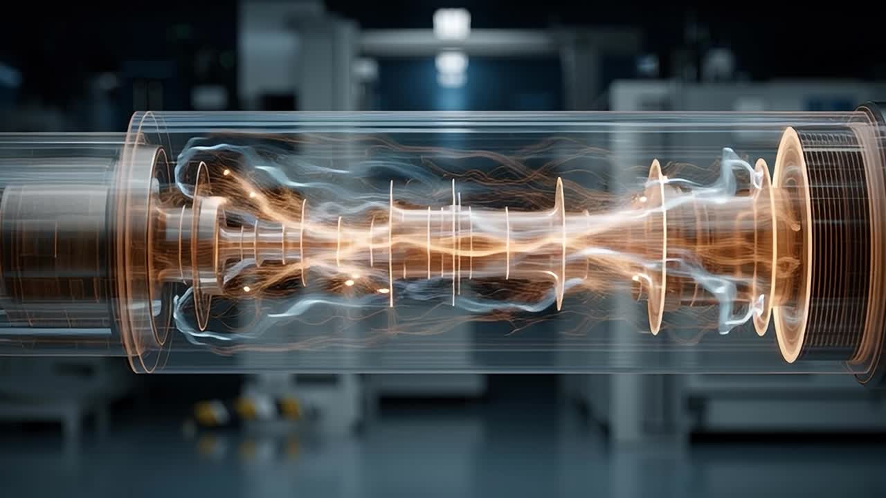 Innovative technology showcasing a futuristic energy device in a lab