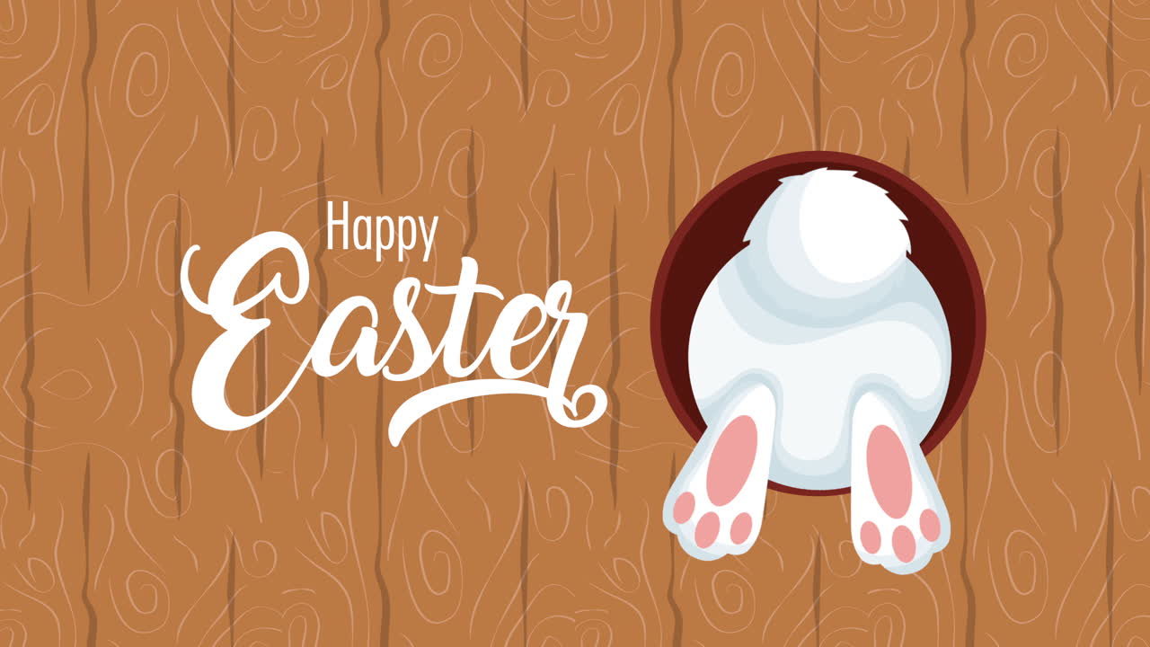 buona pasqua carta animata con coniglio carino e lettere