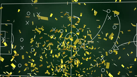 animation of confetti over game plan and sports field on board