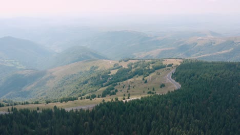 road by the edge of the green forest in golija, serbia -aerial