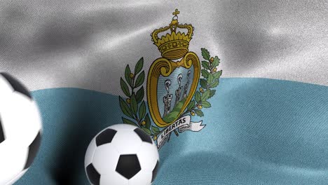 flag of san marino with soccer balls
