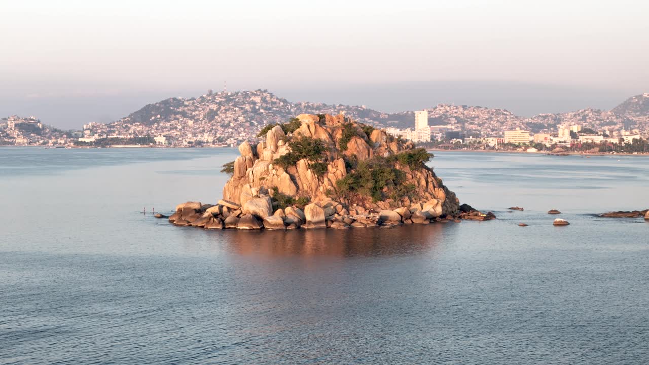 Rotational drone shot at acapulco bay