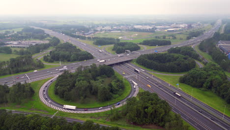 aerial drone shot of a highway in amersfoort, the netherlands video