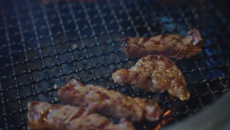 japanese wagyu steak and vegetables grilling yakiniku style 4k, close up