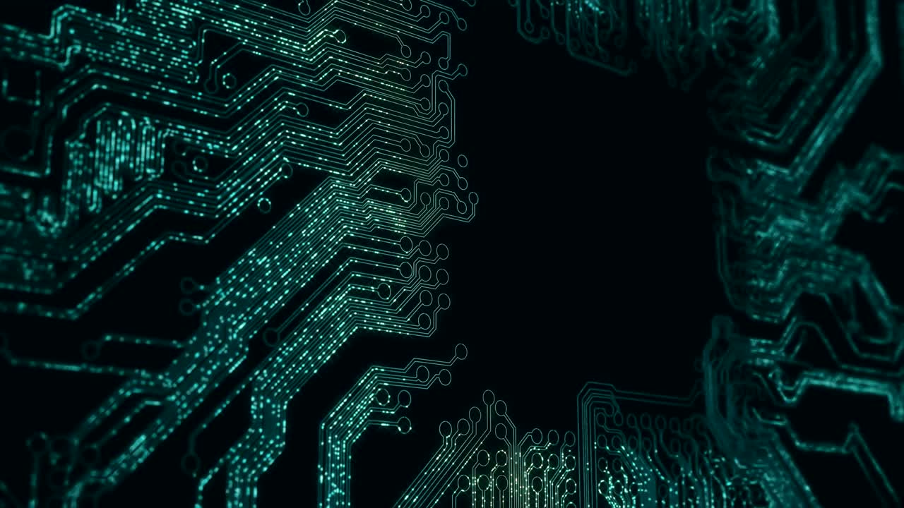 animazione di schede a circuito astratto.