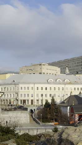 cityscape with buildings and churches