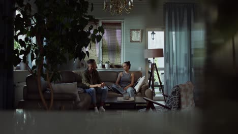 couple relaxing in living room