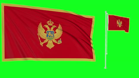 grüner bildschirm mit montenegroscher flagge oder fahnenmast