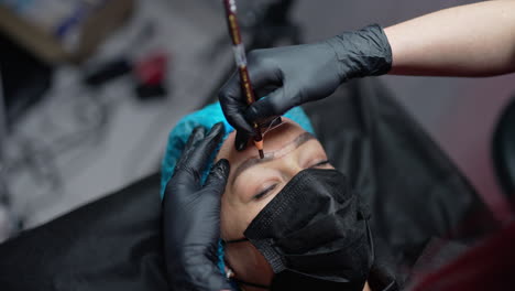 permanent tattoo make up skincare treatment. woman beauty making.