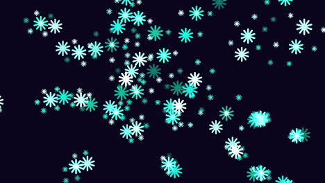 movimiento de copos de nieve coloridos en degradado negro
