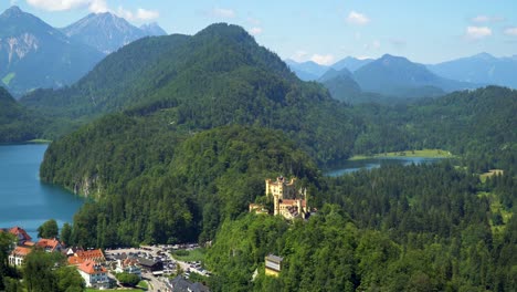 panoramic view of beautiful and historic hohenschwangau castle