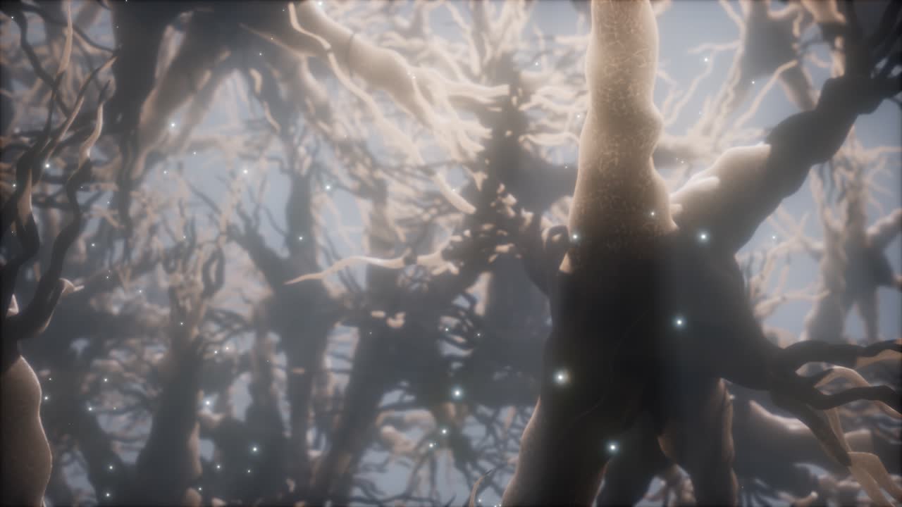 viaje a través de una red de células neuronales dentro del cerebro