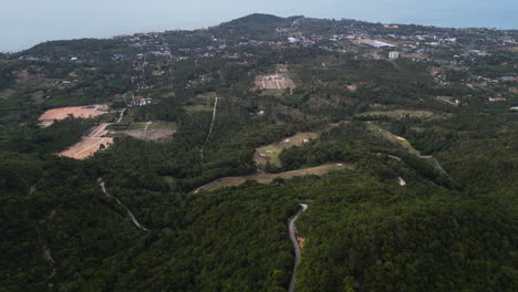 Panoramic-Aerial-View-Of-Koh-Samui-Islands-And-Densely-Forest-Landscape-In-Tropical-Thailand