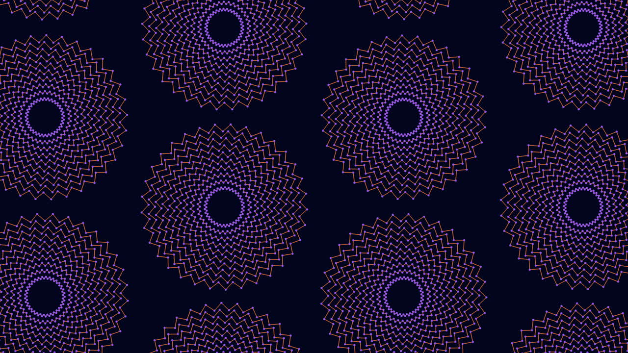 Rainbow illusion circles pattern with neon glitters in dark space
