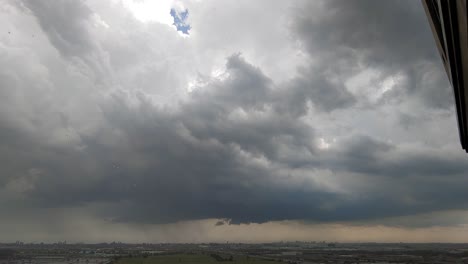 big storm and rain over the city, storm strikes the city, time lapse static