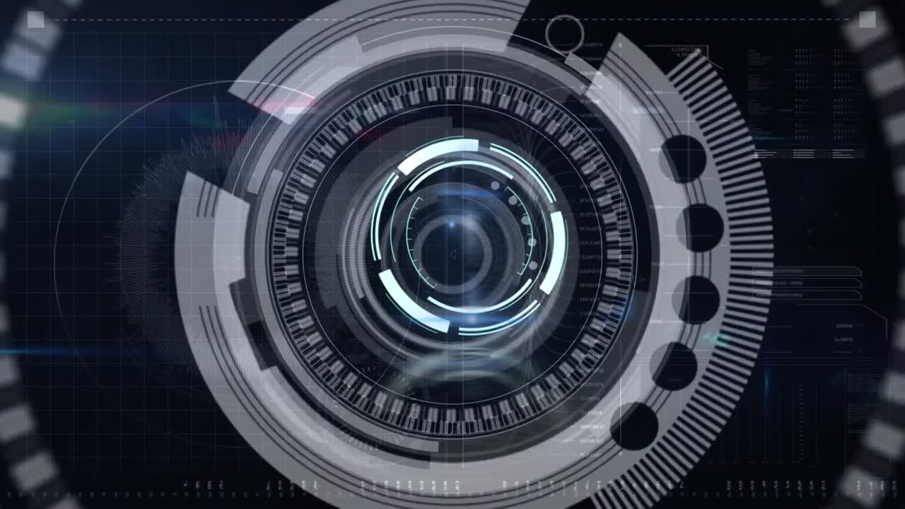 검은색 배경에서 범위 스캔과 데이터 처리의 애니메이션