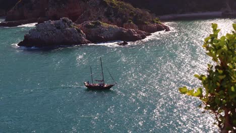 tourist pirate ship passes treacherous knysna heads on a very calm day