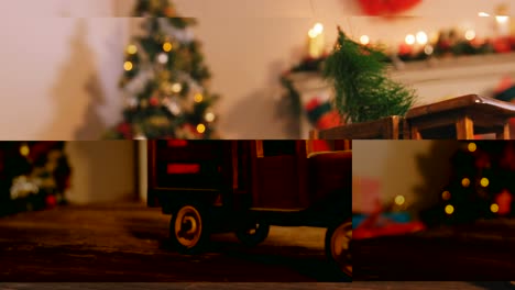 Camión-De-Juguete-Que-Lleva-Un-árbol-De-Navidad