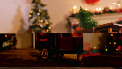 toy truck carrying a christmas tree